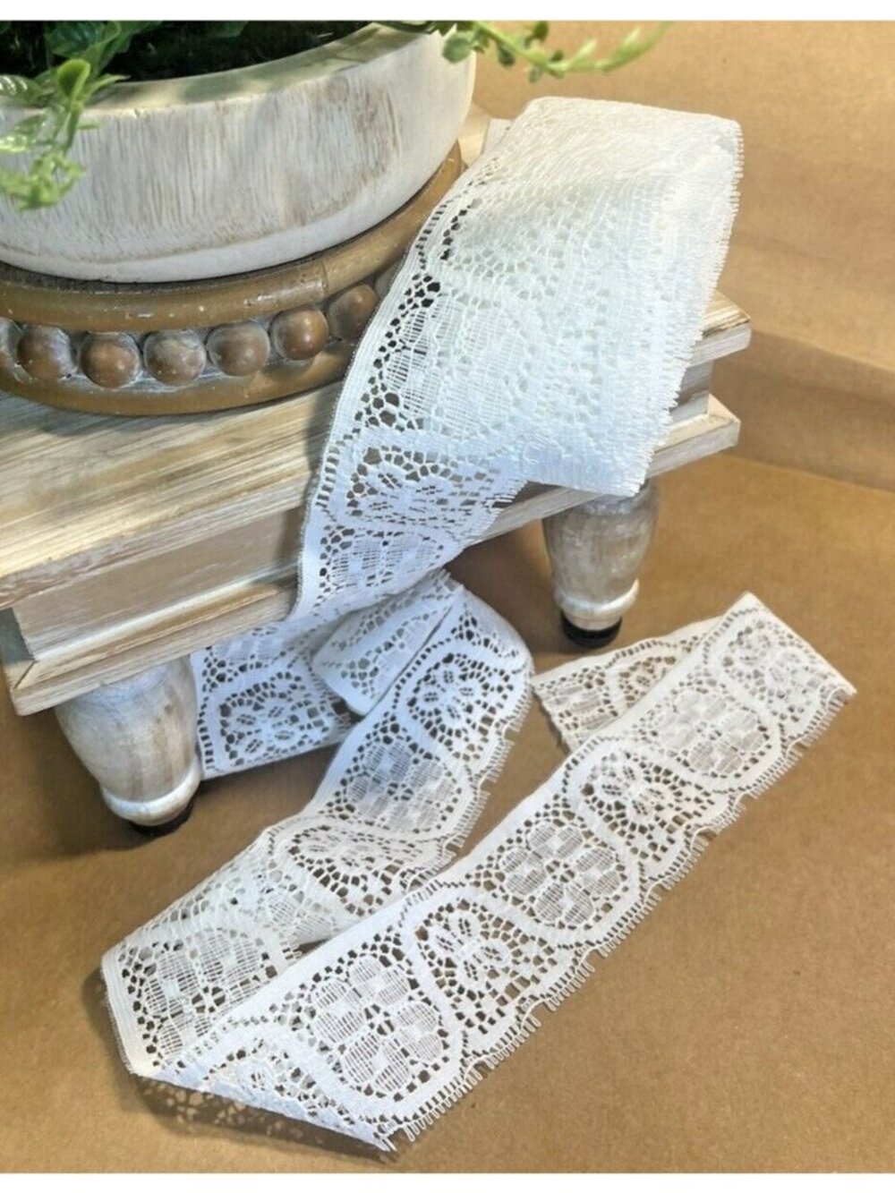 White Flat Floral Lace 1 ¾” Wide 3.25" Yard White Crafting Lace Dress U94